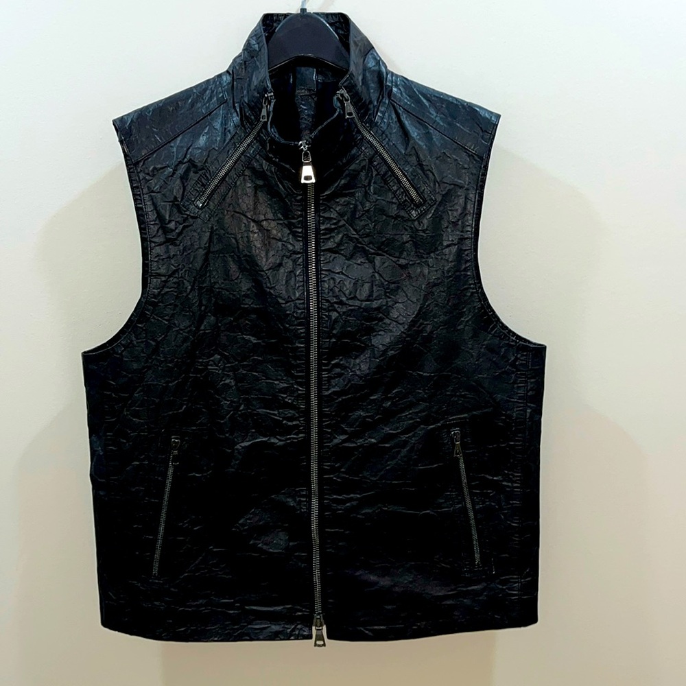 John Varvatos Limited Edition Leather Biker Vest. XL. Very Rare. New and Unworn